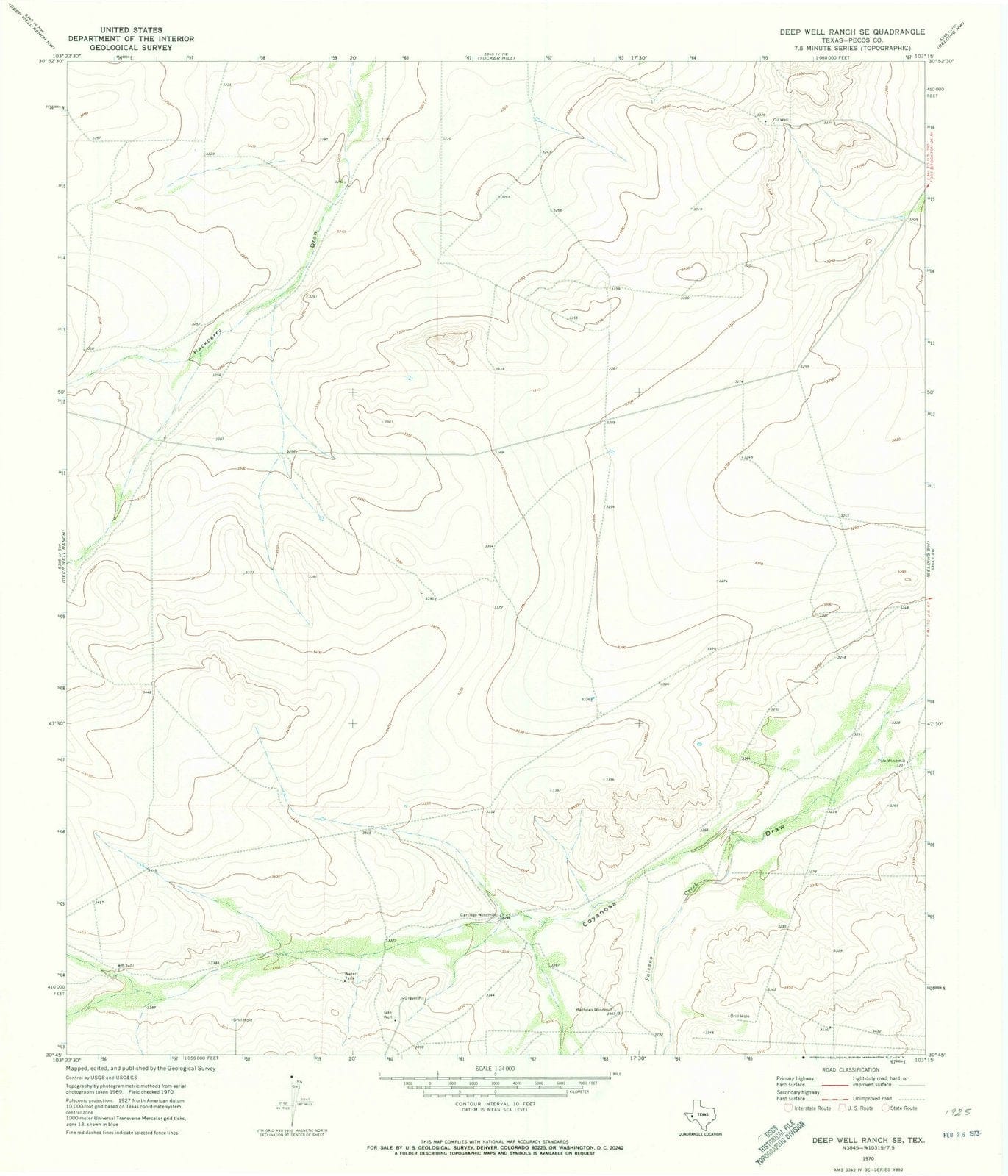 1970 Deep Well Ranch, TX - Texas - USGS Topographic Map v2