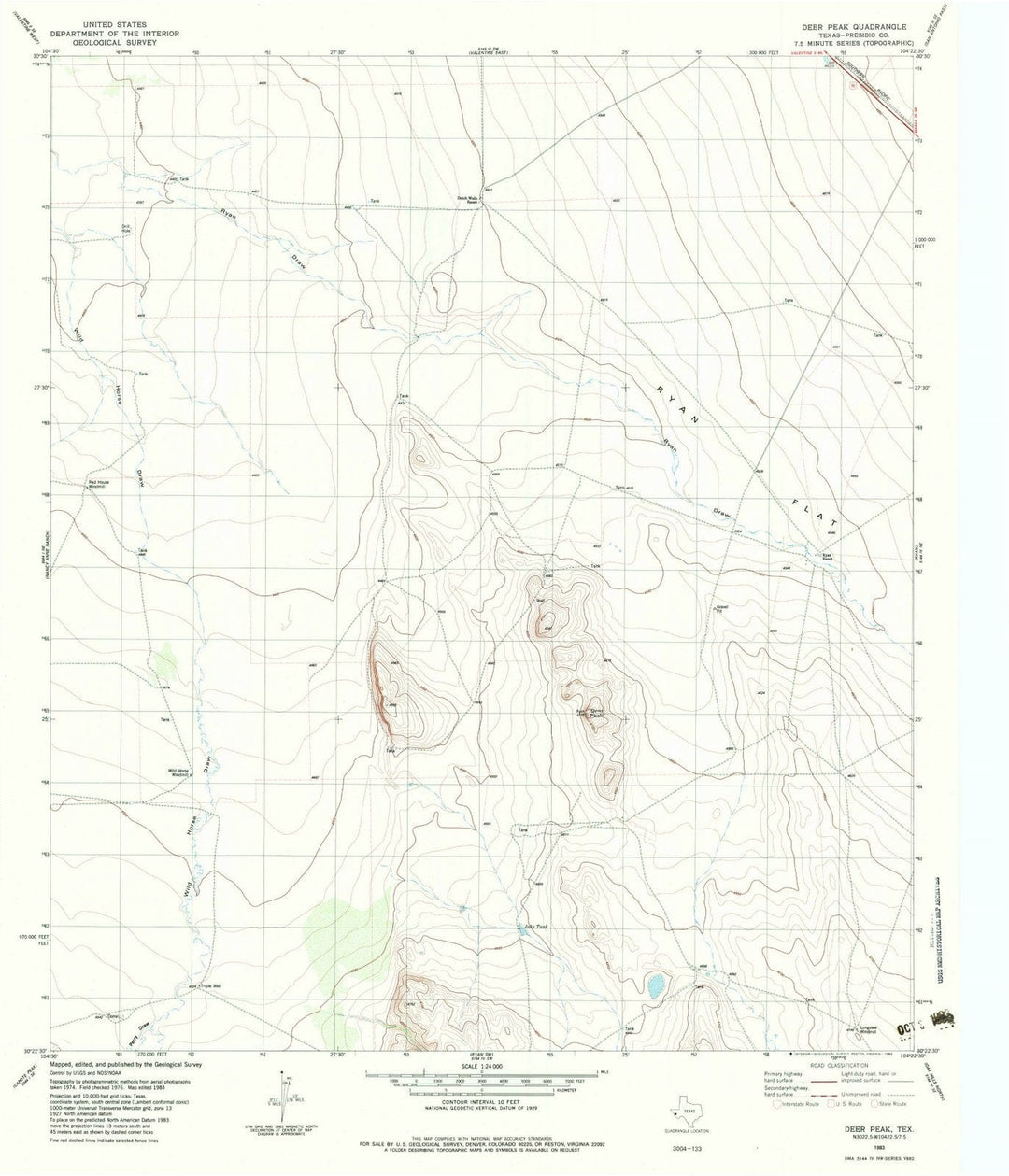 1983 Deer Peak, TX - Texas - USGS Topographic Map