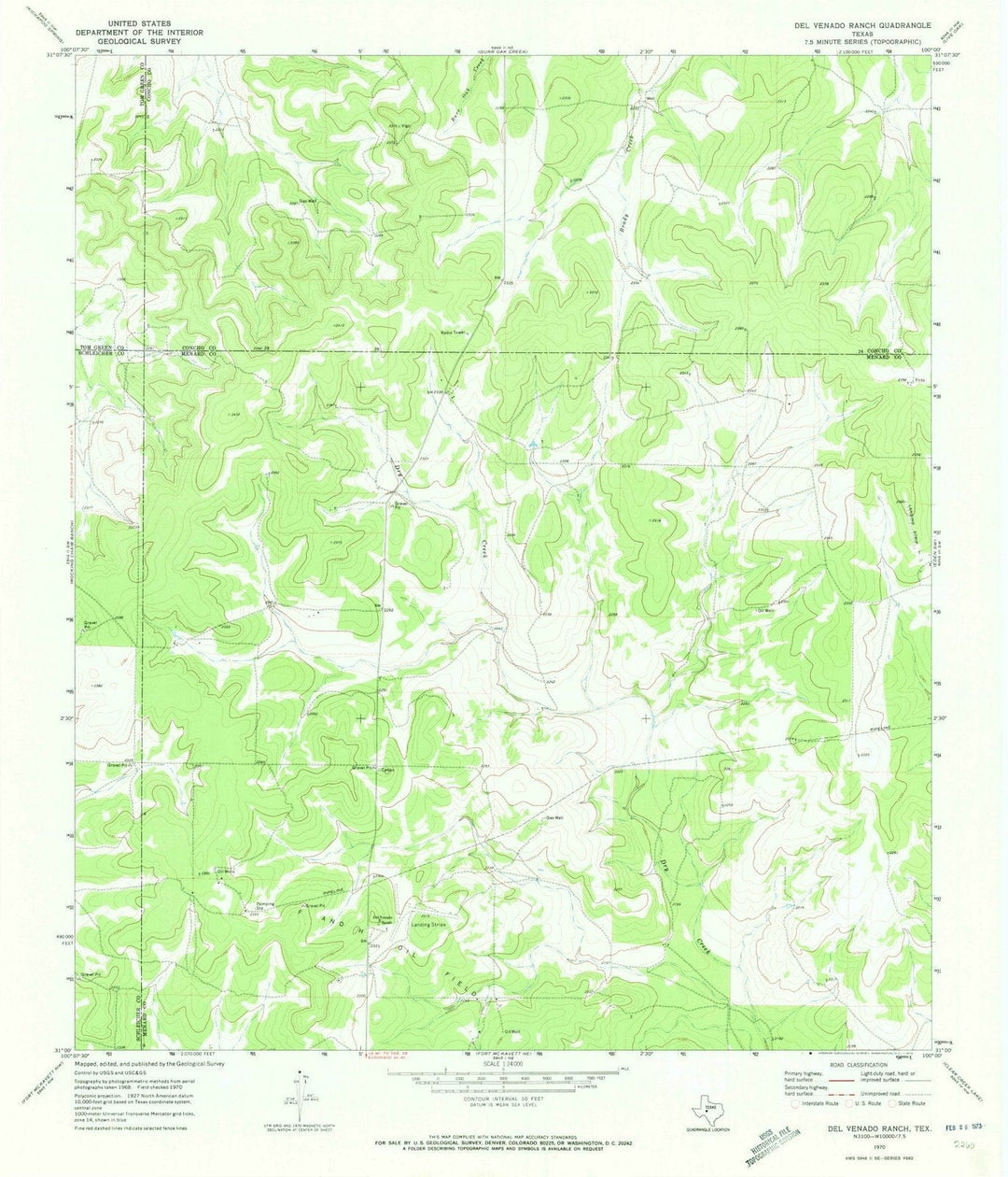 1970 Del Venado Ranch, TX - Texas - USGS Topographic Map