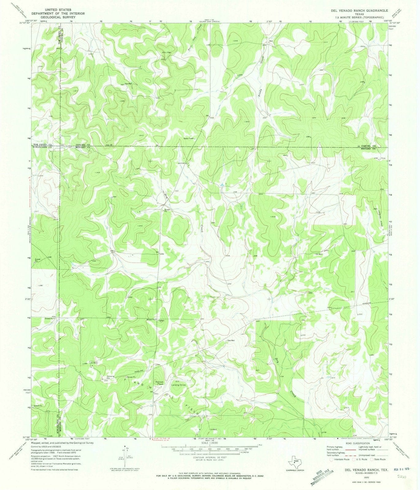 1970 Del Venado Ranch, TX - Texas - USGS Topographic Map