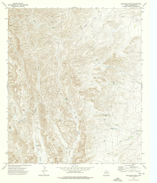 1973 Delaware Ranch, TX - Texas - USGS Topographic Map