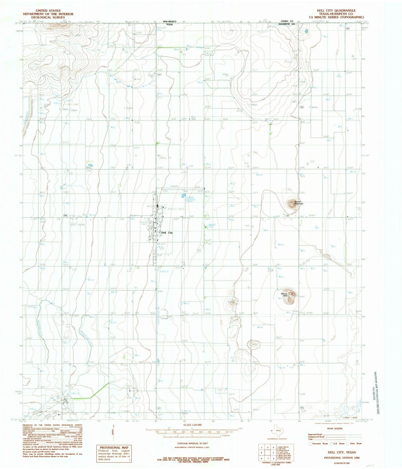 1984 Dell City, TX - Texas - USGS Topographic Map