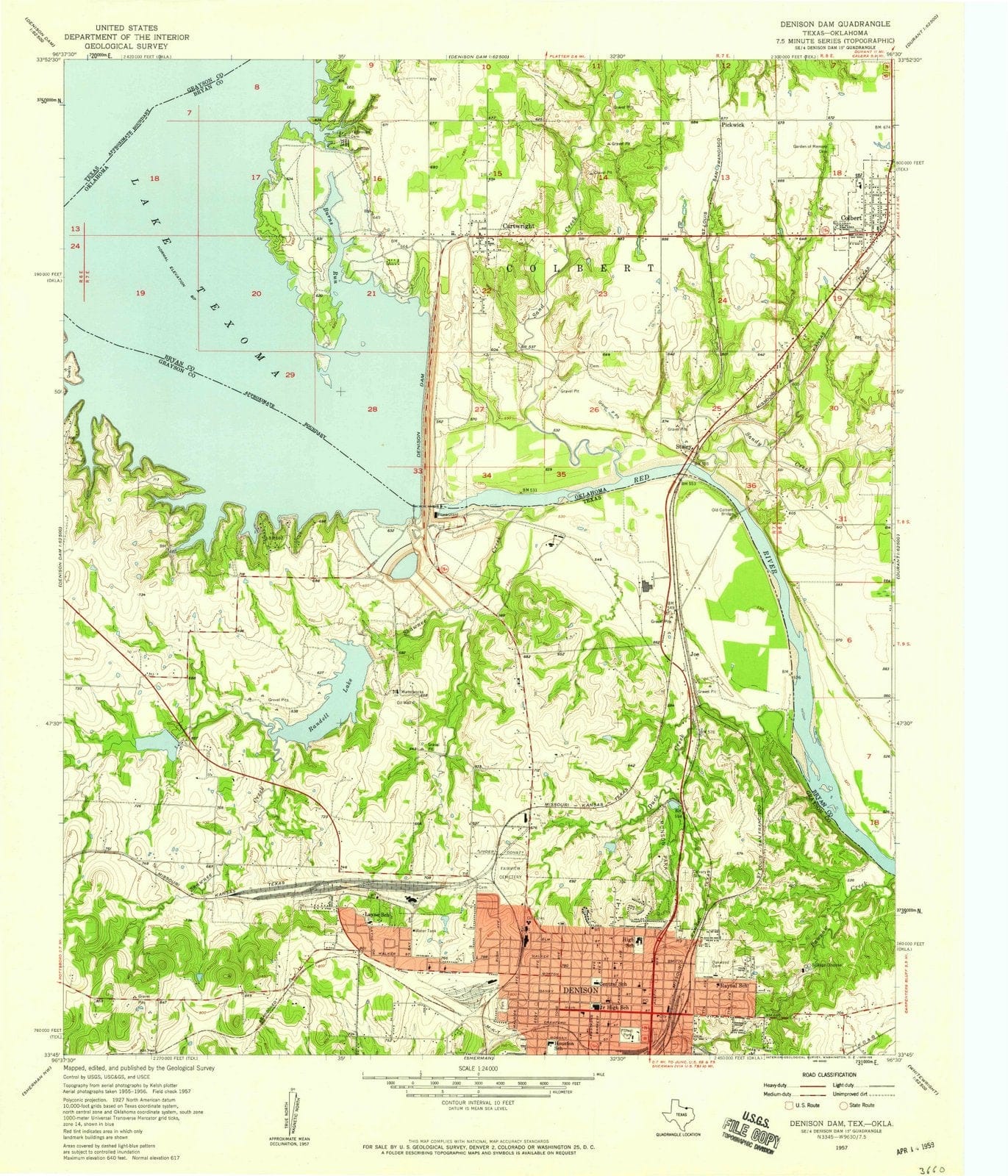 1957 Denisonam, TX - Texas - USGS Topographic Map
