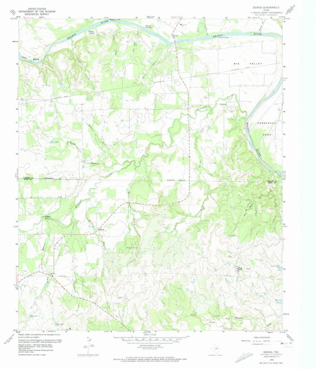 1959 Dennis, TX - Texas - USGS Topographic Map