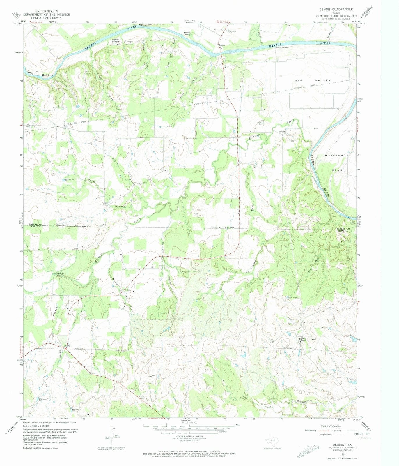 1959 Dennis, TX - Texas - USGS Topographic Map