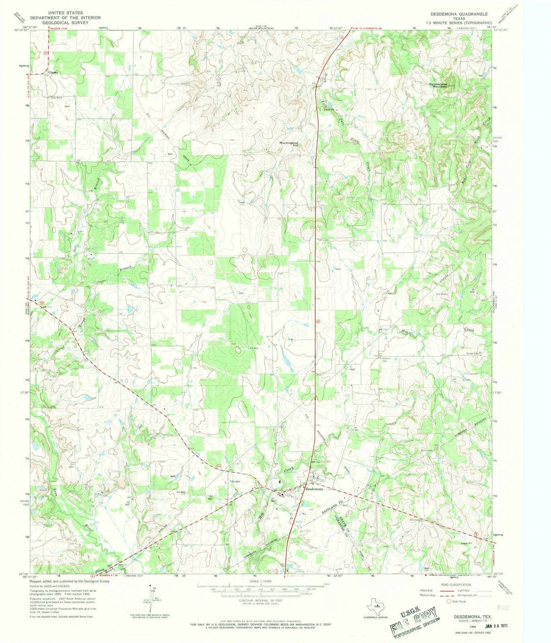 1966 Desdemona, TX - Texas - USGS Topographic Map