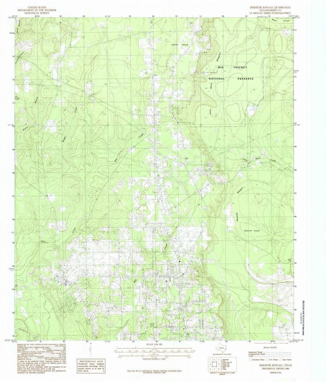 1984 Deserter Baygall, TX - Texas - USGS Topographic Map