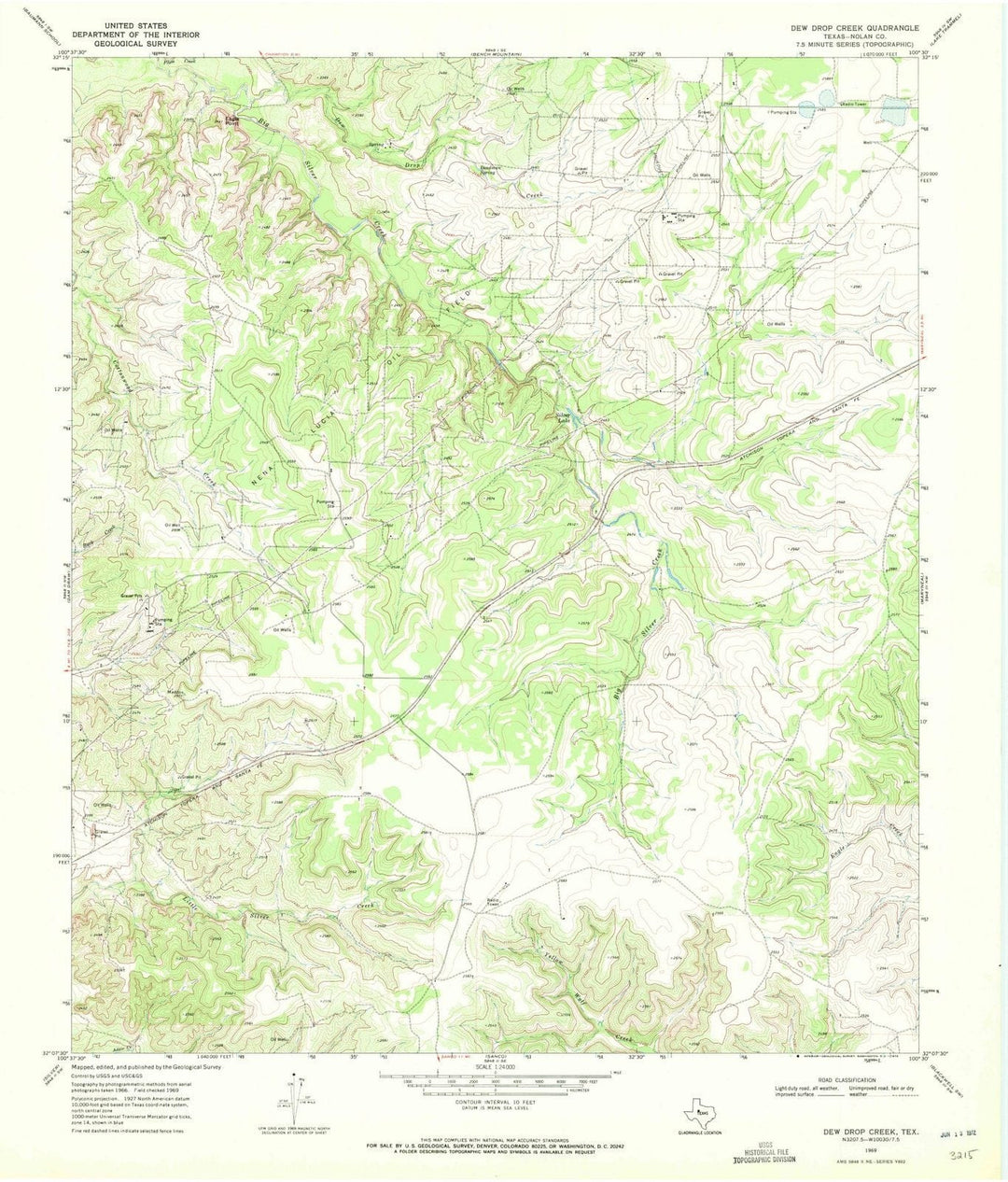 1969 Dew Drop Creek, TX - Texas - USGS Topographic Map