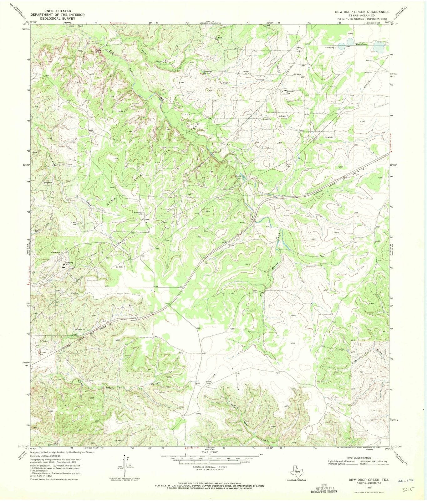 1969 Dew Drop Creek, TX - Texas - USGS Topographic Map