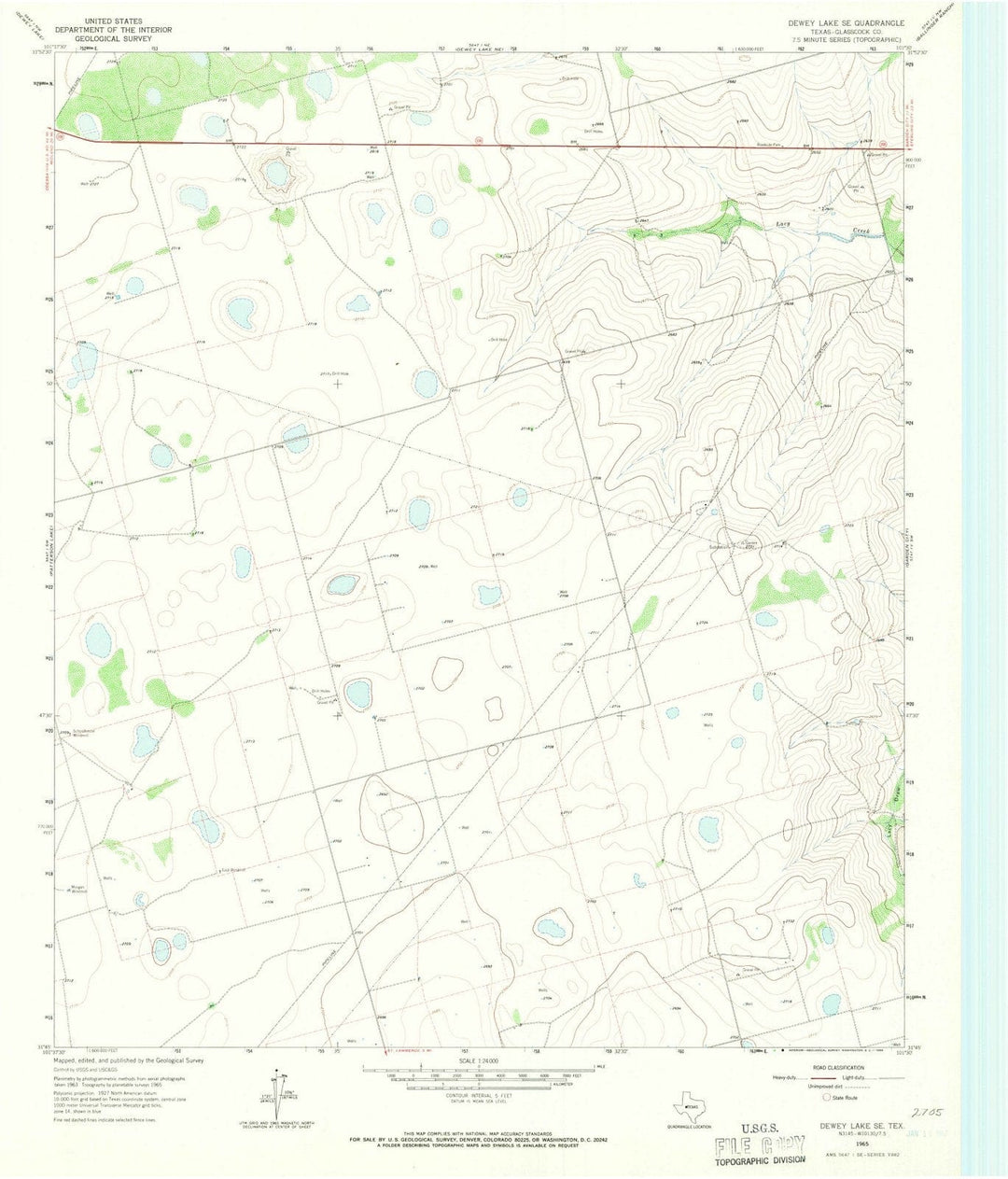 1965 Dewey Lake, TX - Texas - USGS Topographic Map