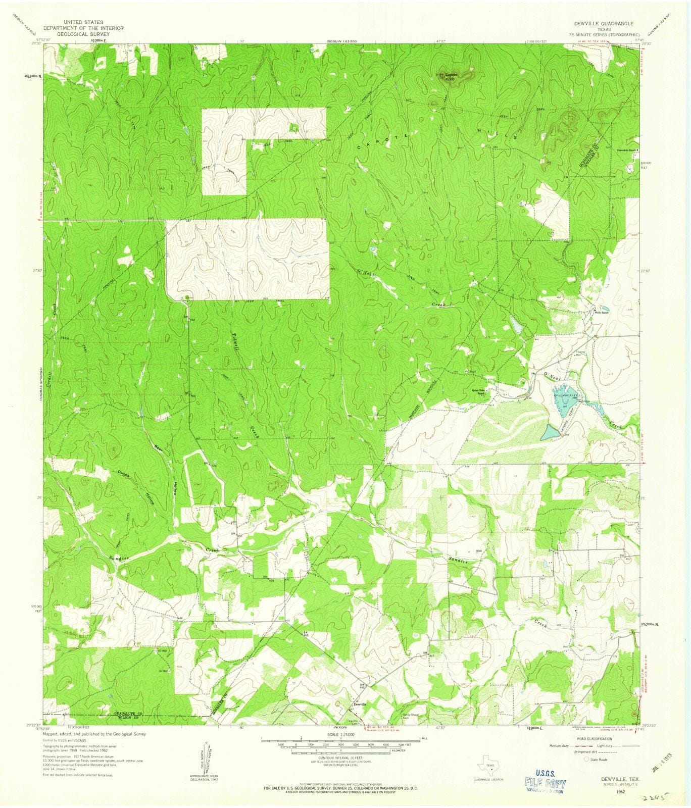 1962 Dewville, TX - Texas - USGS Topographic Map