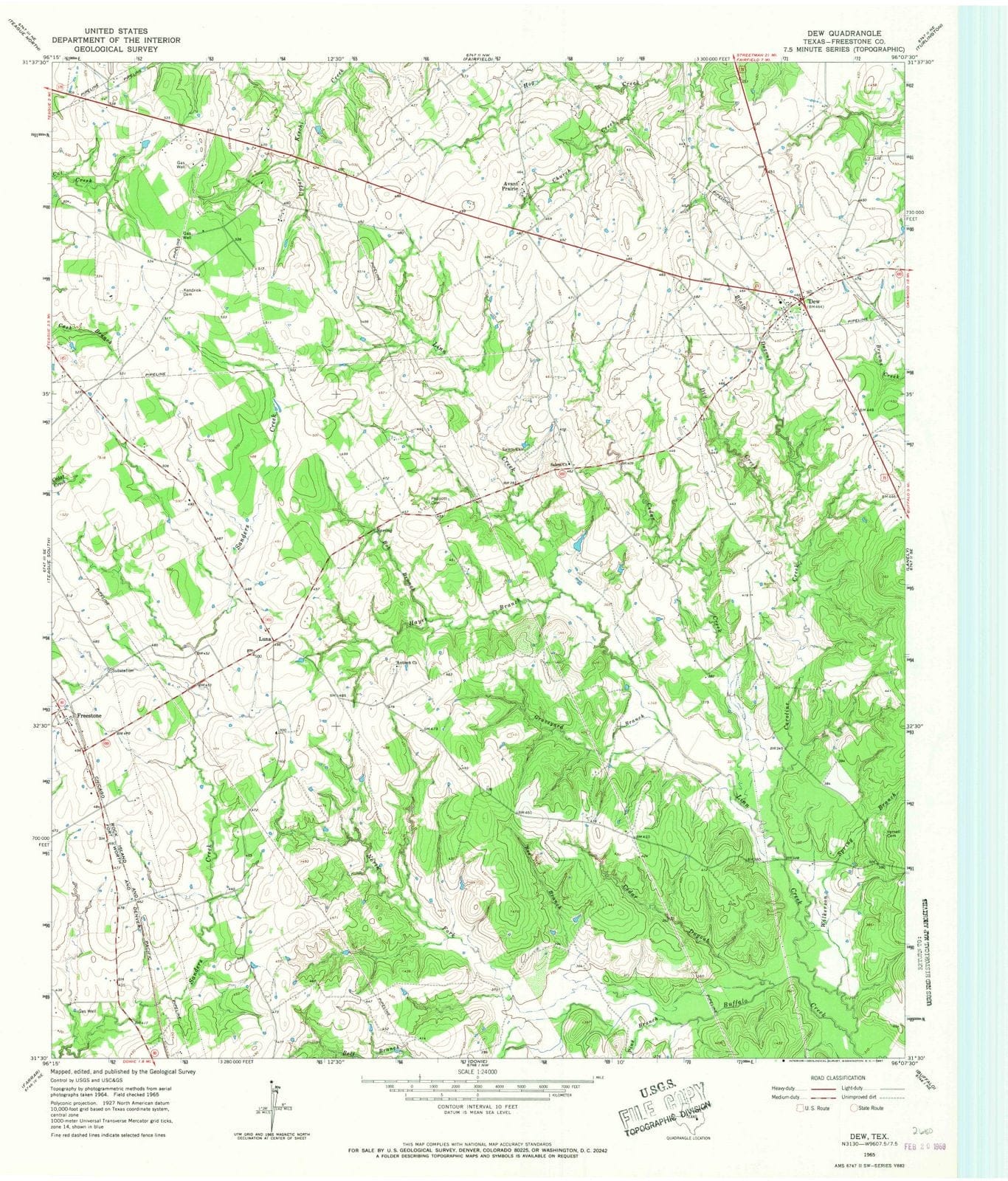 1965 Dew, TX - Texas - USGS Topographic Map