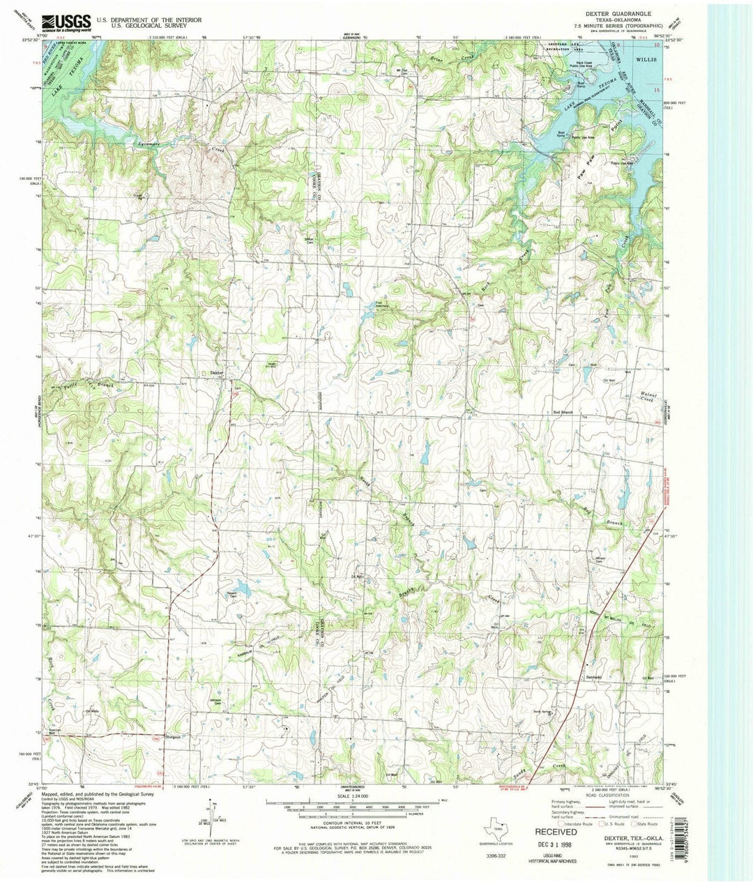 1982 Dexter, TX - Texas - USGS Topographic Map