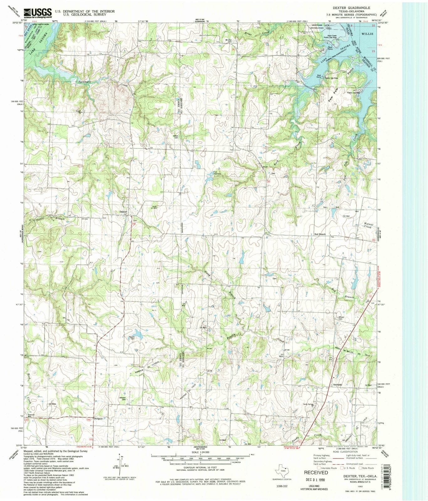 1982 Dexter, TX - Texas - USGS Topographic Map