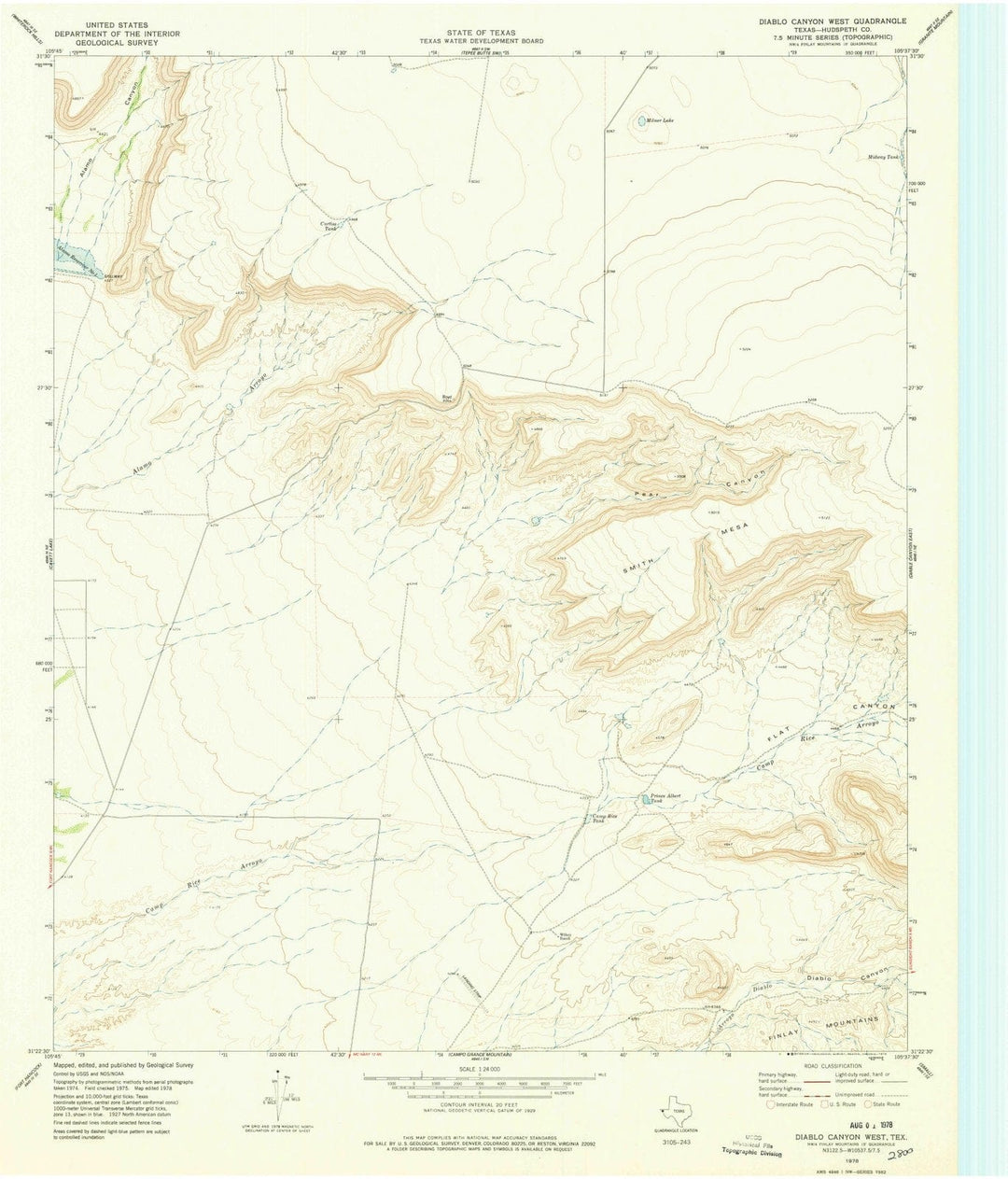 1978 Diablo Canyon West, TX - Texas - USGS Topographic Map