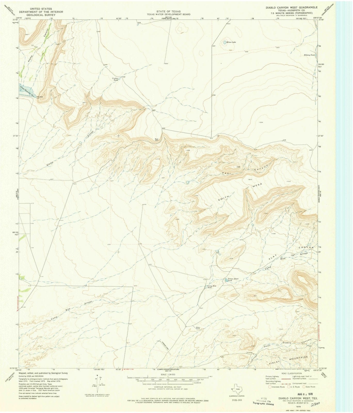 1978 Diablo Canyon West, TX - Texas - USGS Topographic Map