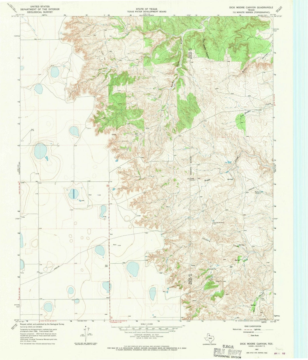 1967 Dick Moore Canyon, TX - Texas - USGS Topographic Map