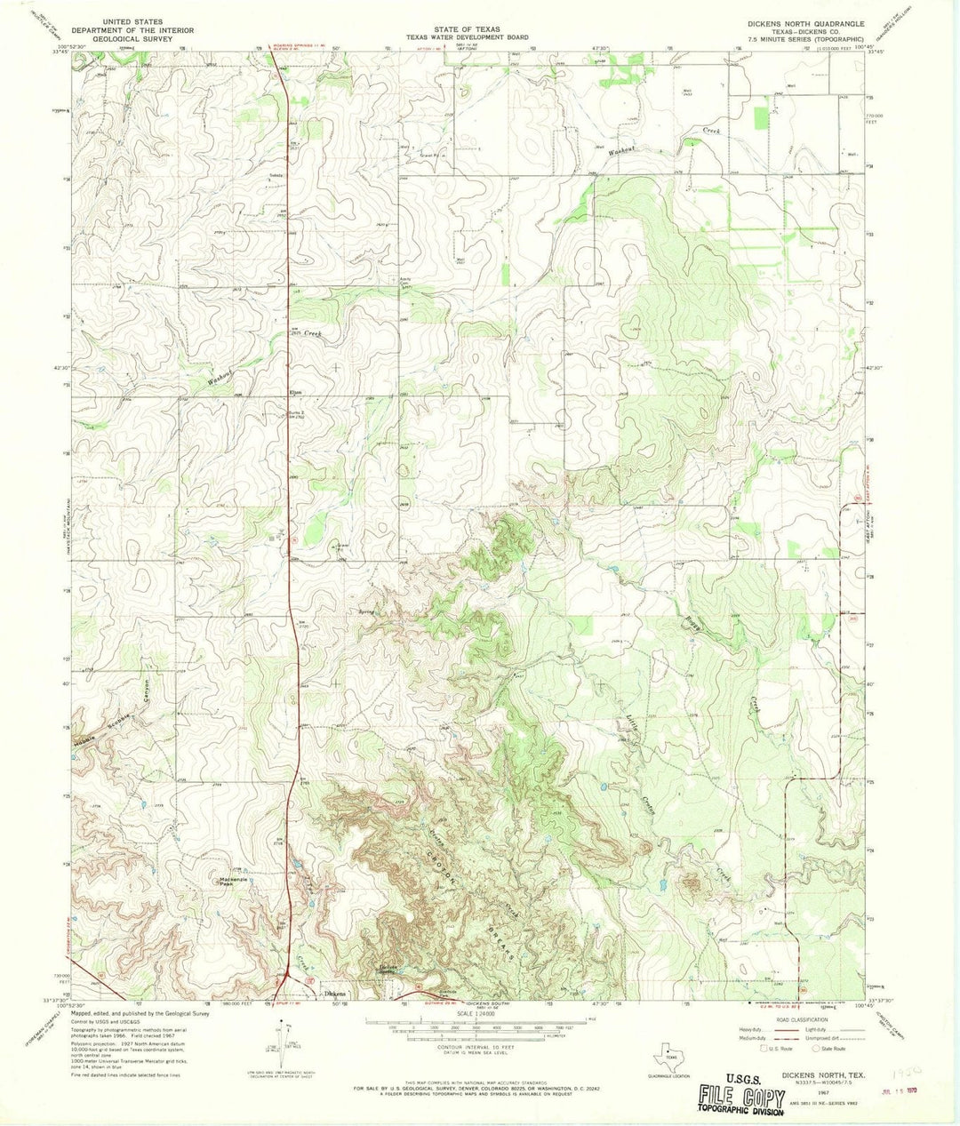 1967 Dickens North, TX - Texas - USGS Topographic Map
