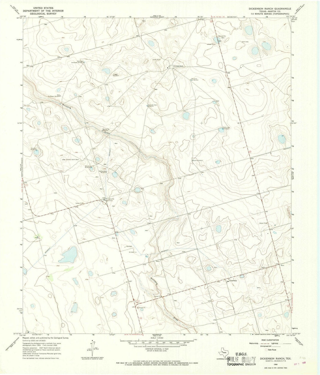 1966 Dickenson Ranch, TX - Texas - USGS Topographic Map