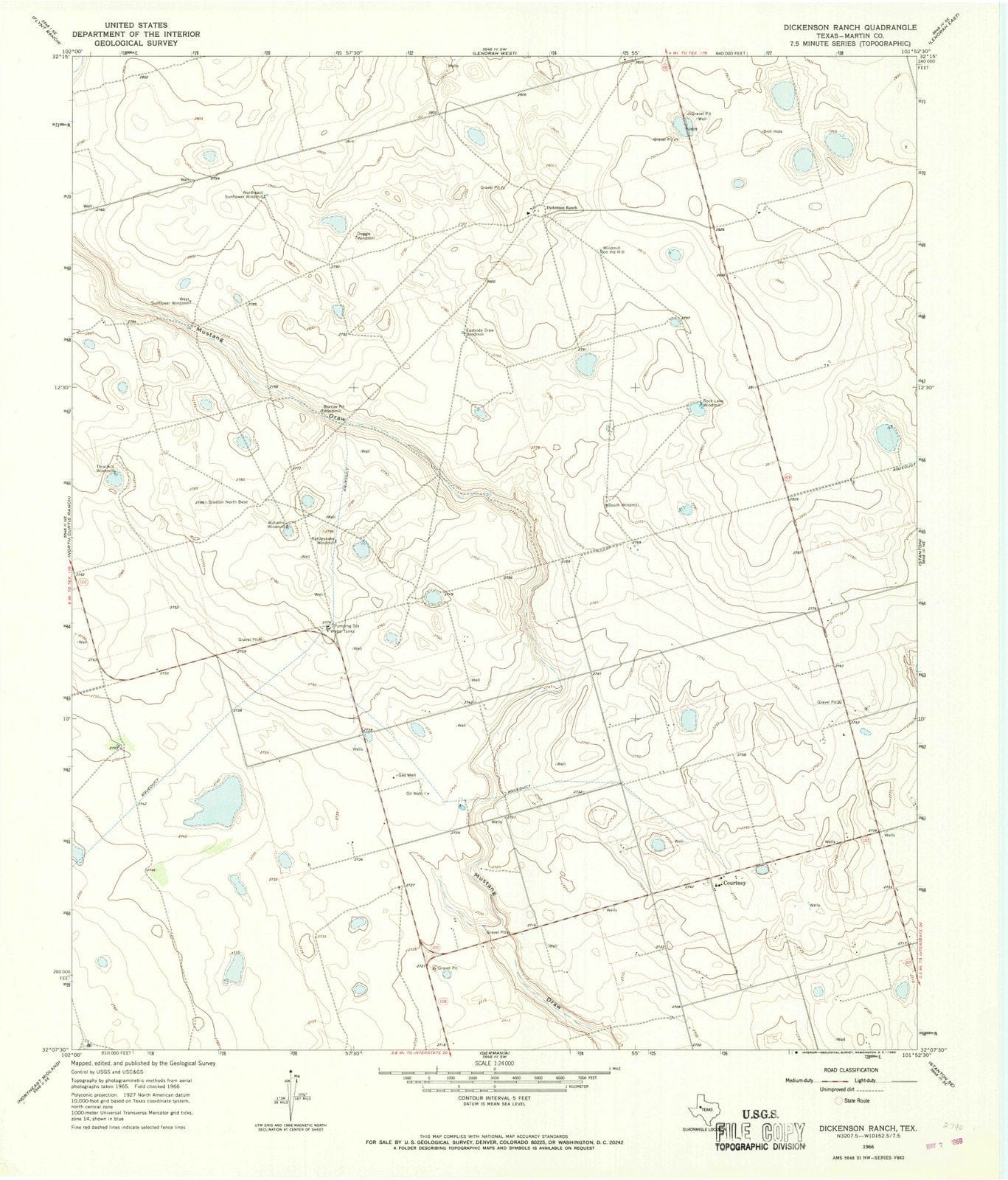 1966 Dickenson Ranch, TX - Texas - USGS Topographic Map