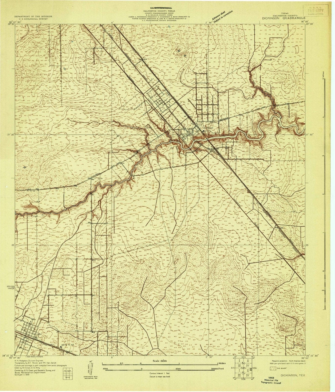 1929 Dickinson, TX - Texas - USGS Topographic Map