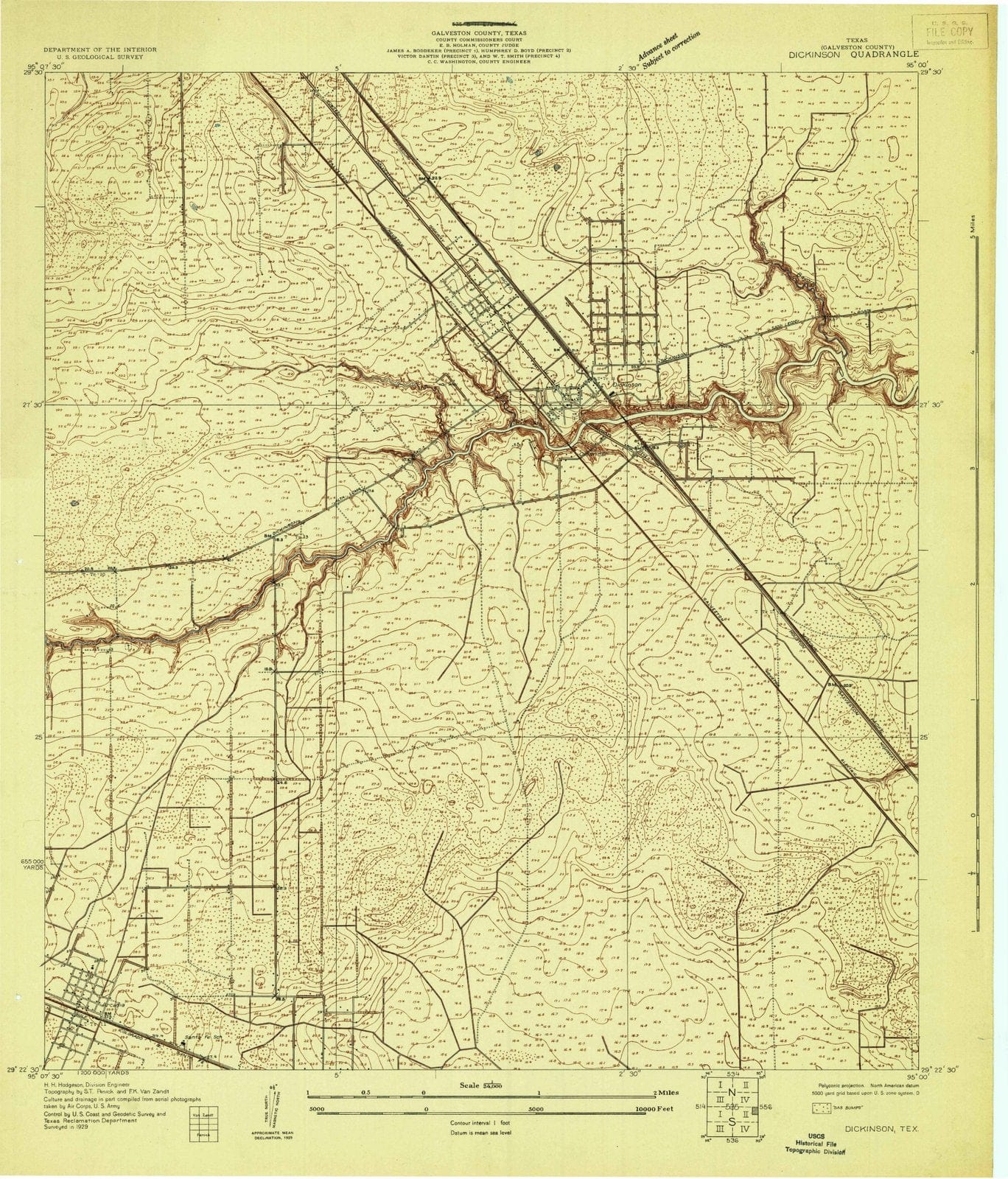 1929 Dickinson, TX - Texas - USGS Topographic Map