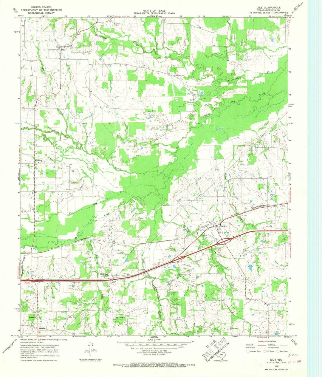 1965 Dike, TX - Texas - USGS Topographic Map