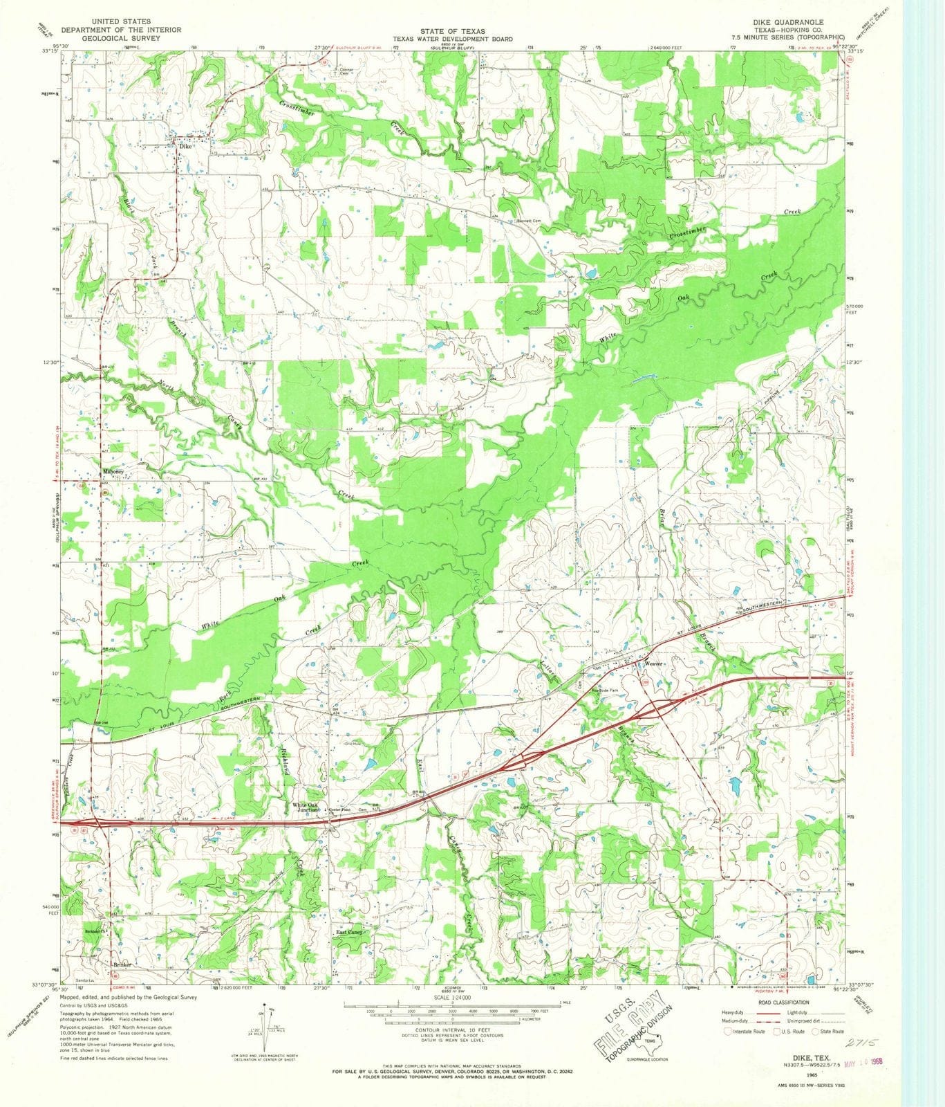 1965 Dike, TX - Texas - USGS Topographic Map