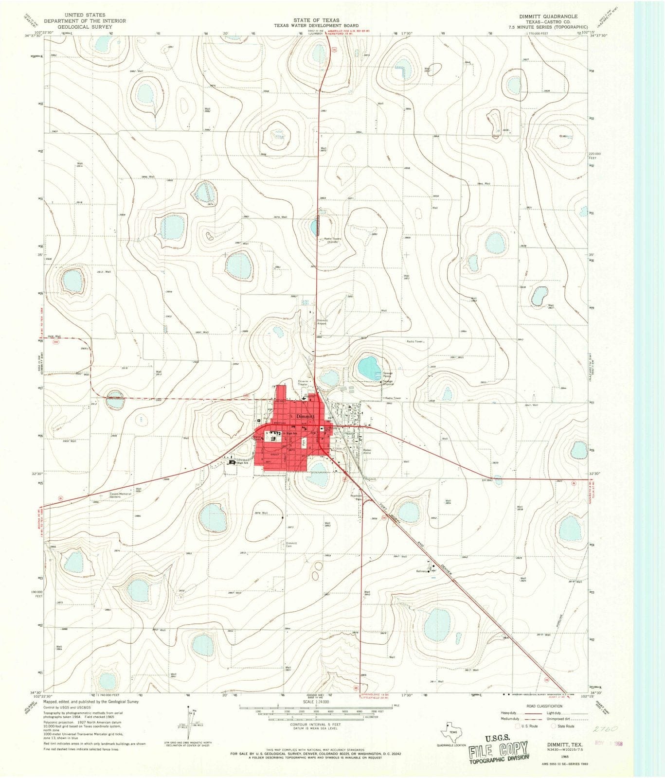 1965 Dimmitt, TX - Texas - USGS Topographic Map