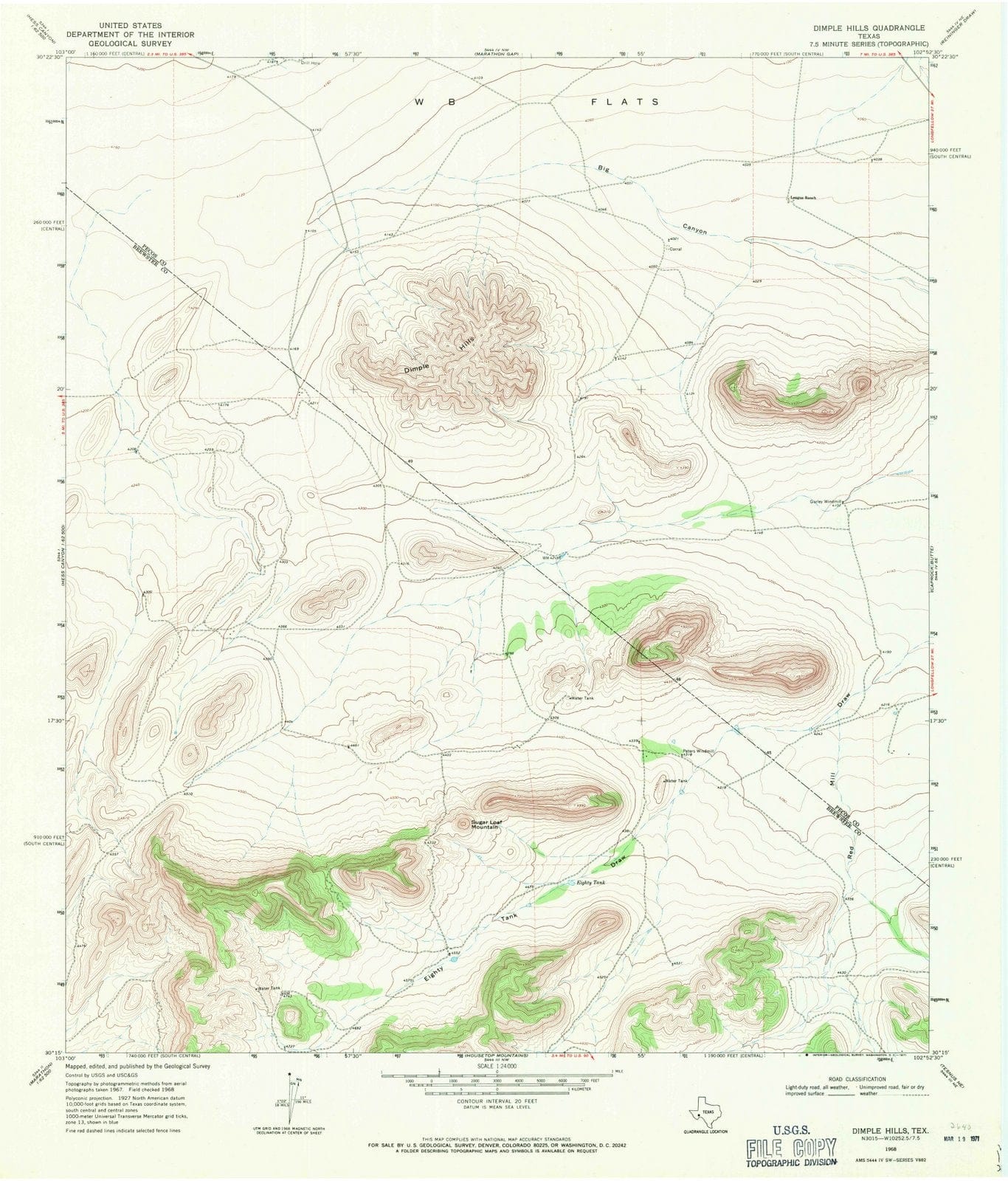 1968 Dimple Hills, TX - Texas - USGS Topographic Map