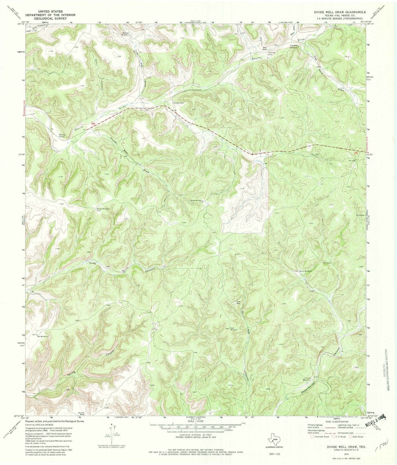 1970 Divide Wellraw, TX - Texas - USGS Topographic Map