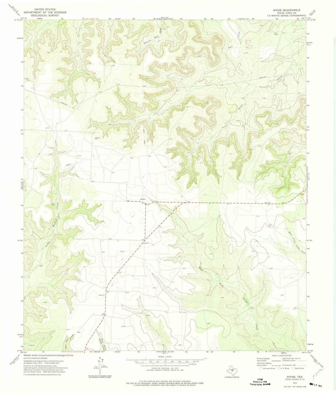 1972 Divide, TX - Texas - USGS Topographic Map