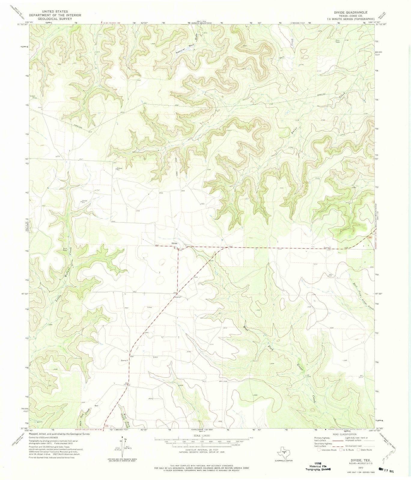 1972 Divide, TX - Texas - USGS Topographic Map