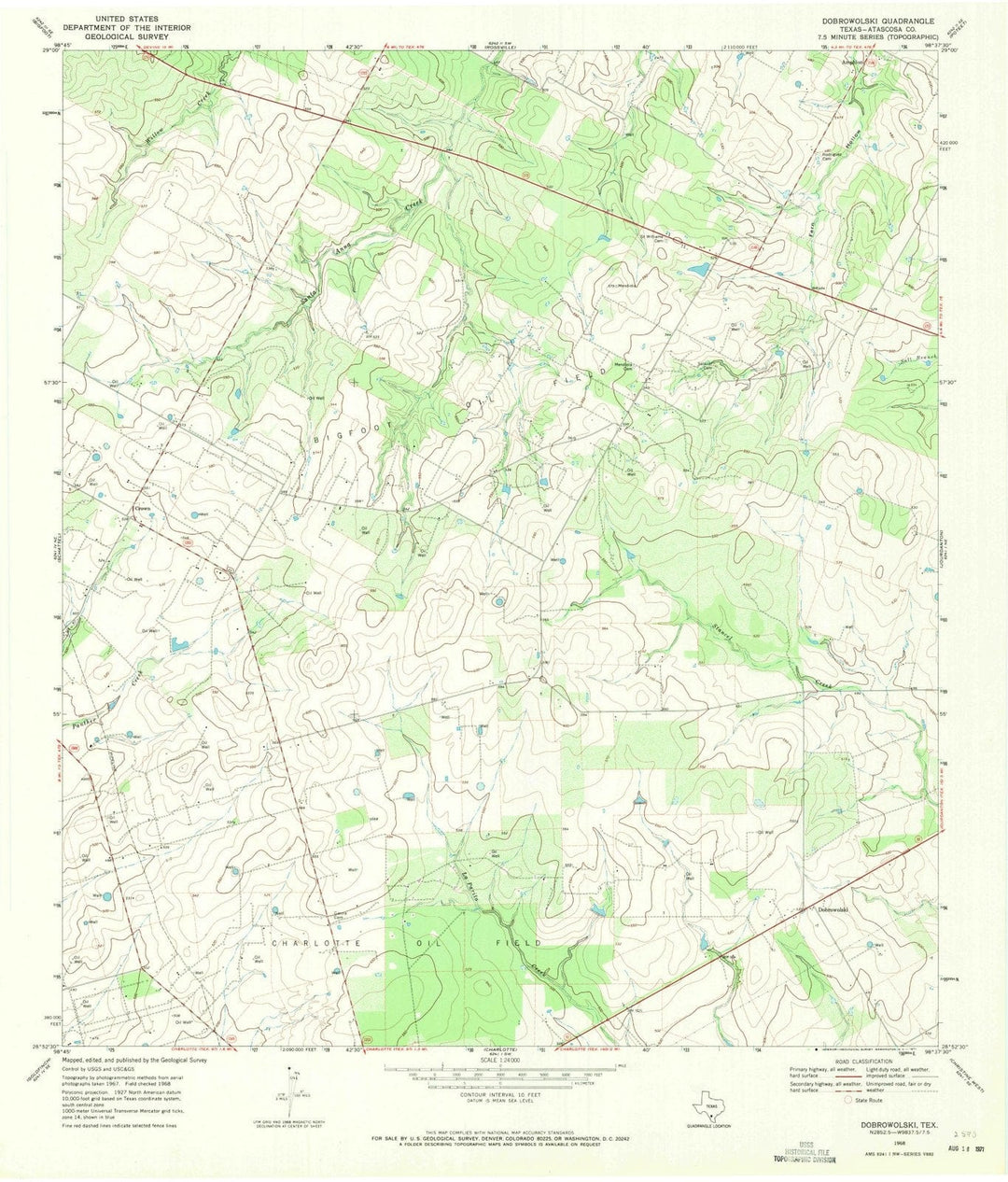 1968 Dobrowolski, TX - Texas - USGS Topographic Map