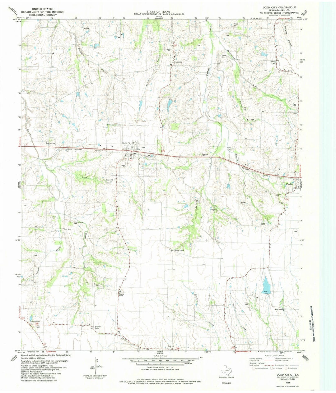 1984 Dodd City, TX - Texas - USGS Topographic Map
