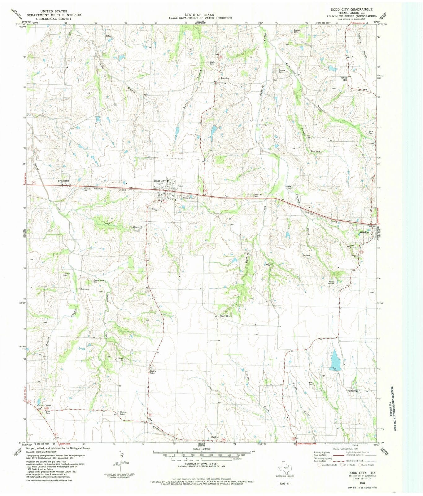 1984 Dodd City, TX - Texas - USGS Topographic Map