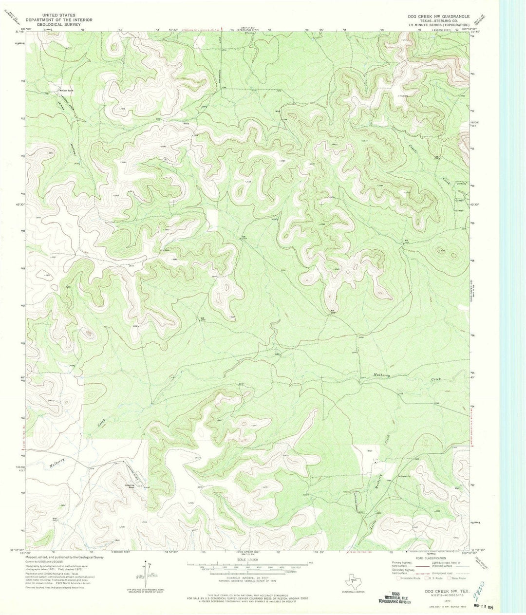 1972 Dog Creek, TX - Texas - USGS Topographic Map v2