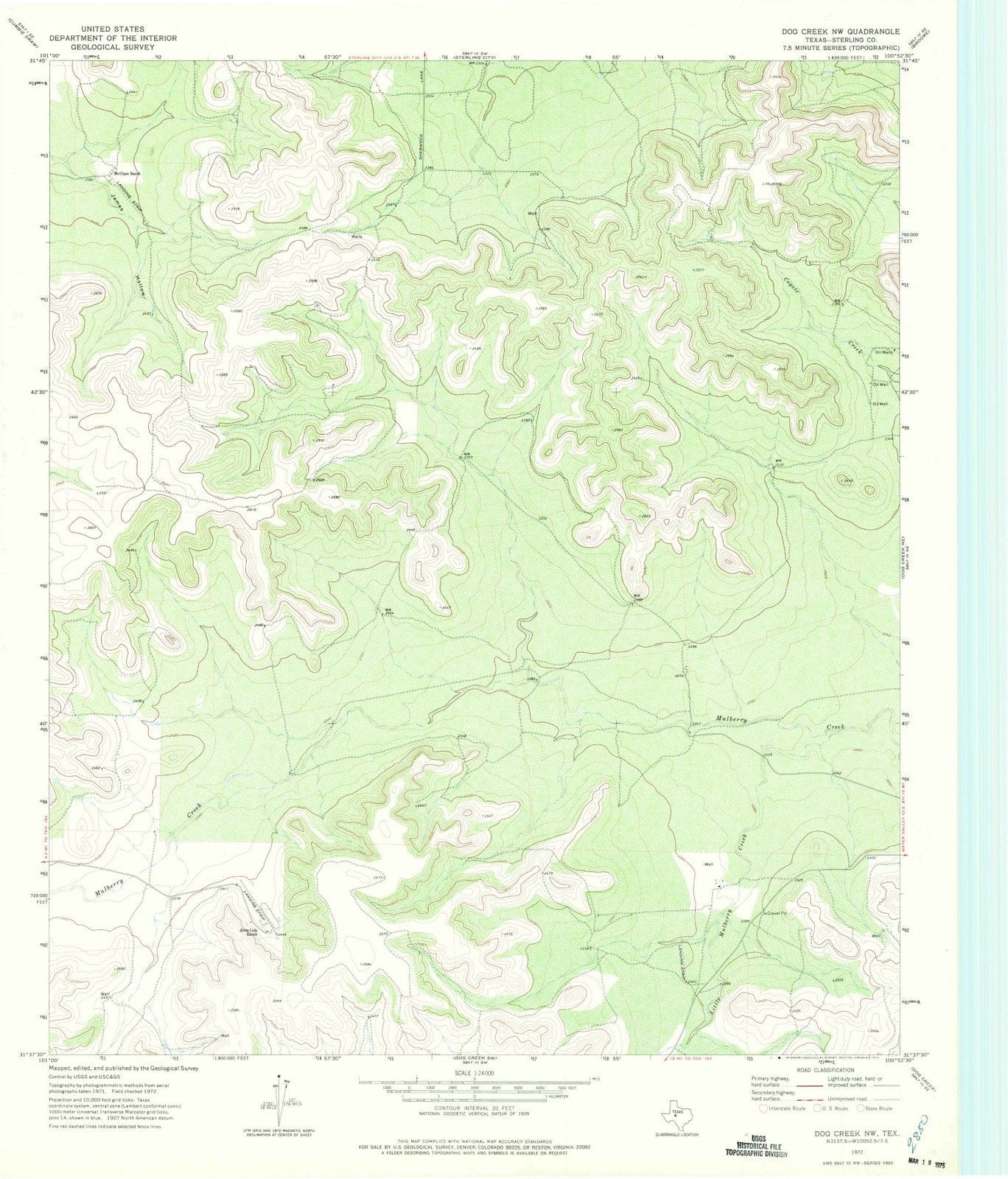 1972 Dog Creek, TX - Texas - USGS Topographic Map v2