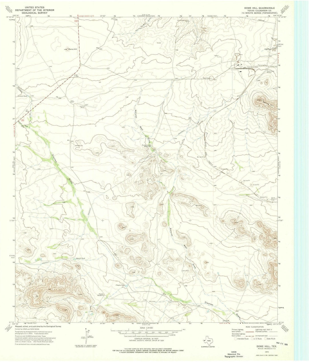 1973 Dome Hill, TX - Texas - USGS Topographic Map