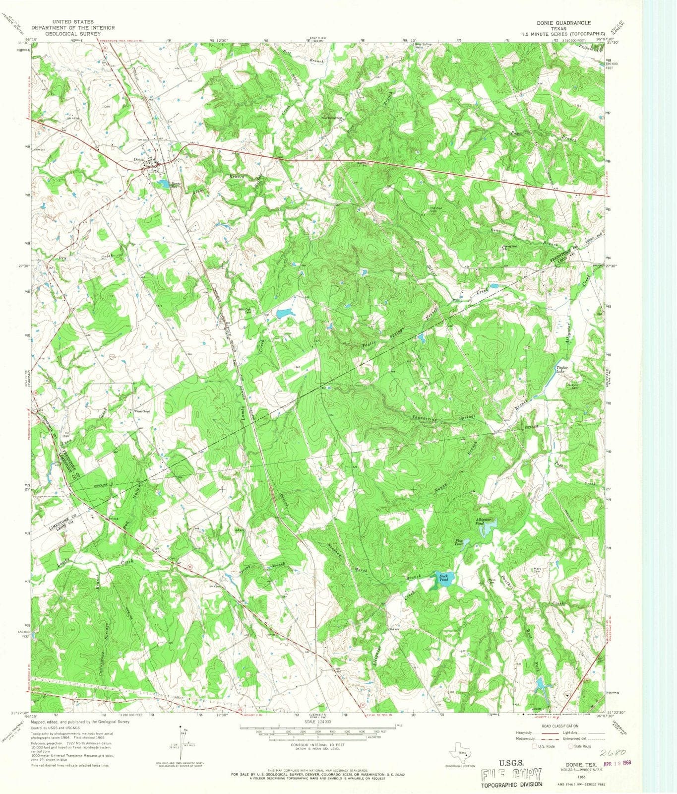 1965 Donie, TX - Texas - USGS Topographic Map