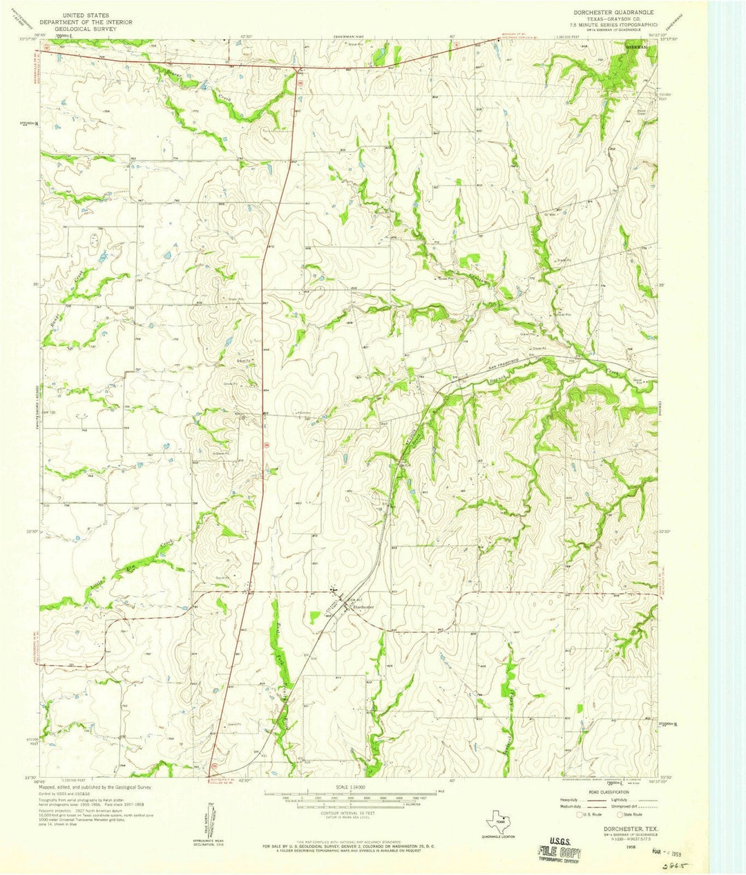 1958 Dorchester, TX - Texas - USGS Topographic Map