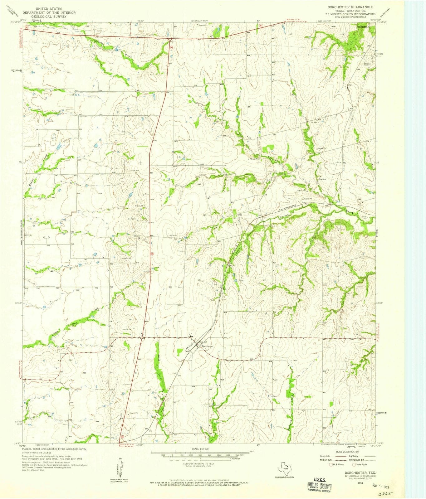 1958 Dorchester, TX - Texas - USGS Topographic Map