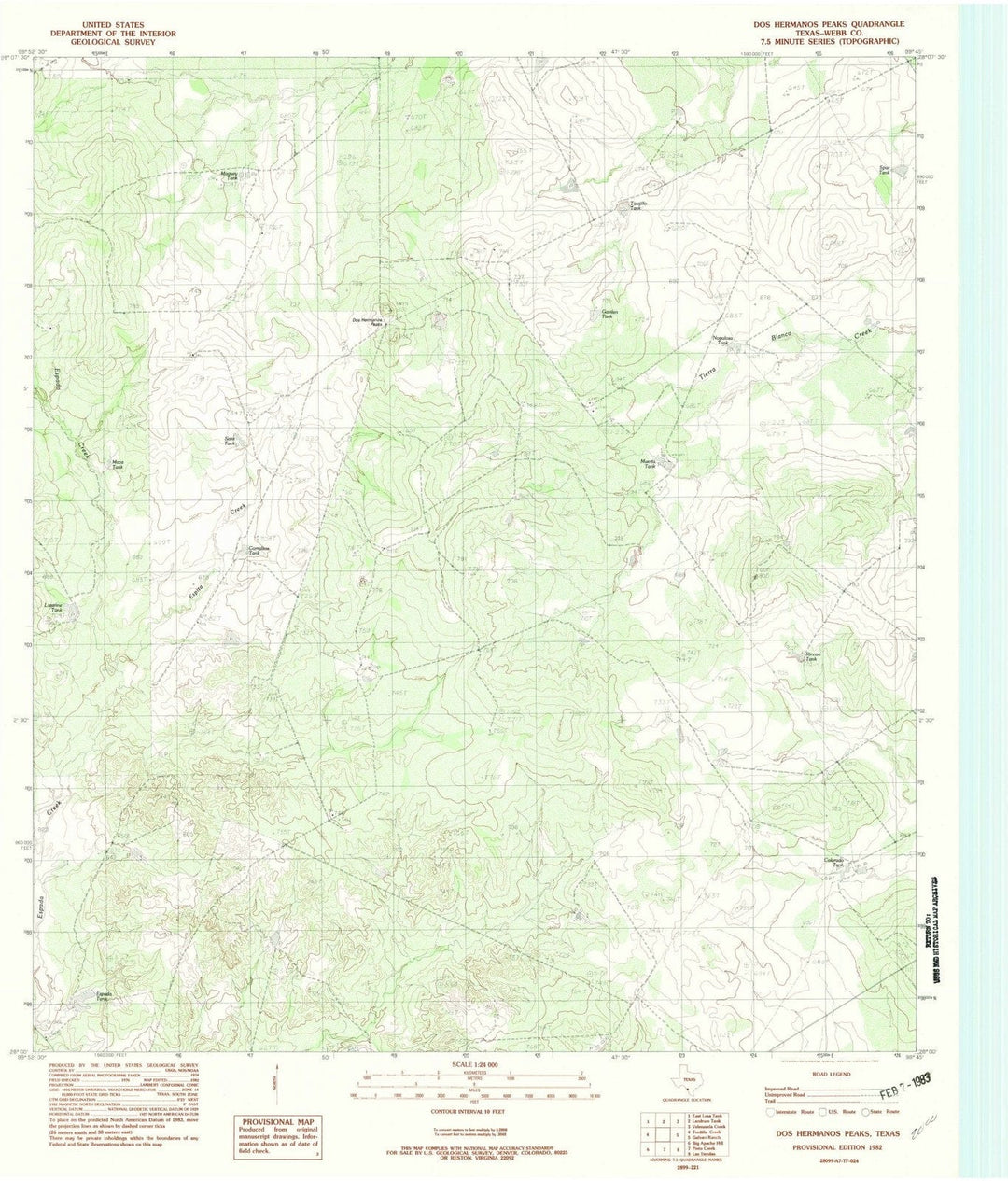 1982 Dos Hermanos Peaks, TX - Texas - USGS Topographic Map