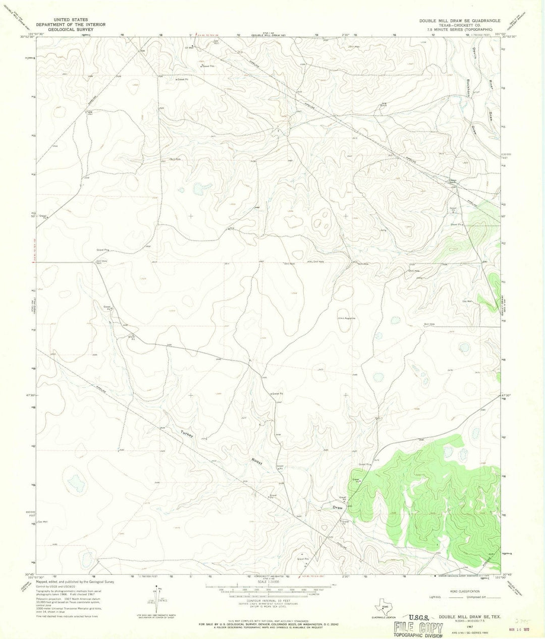 1967 Double Millraw, TX - Texas - USGS Topographic Map v3