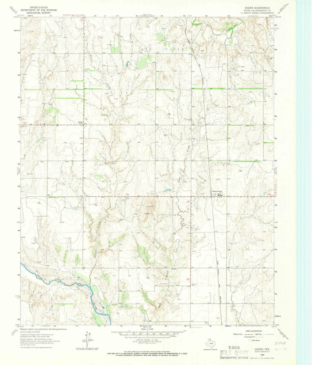 1964 Dozier, TX - Texas - USGS Topographic Map