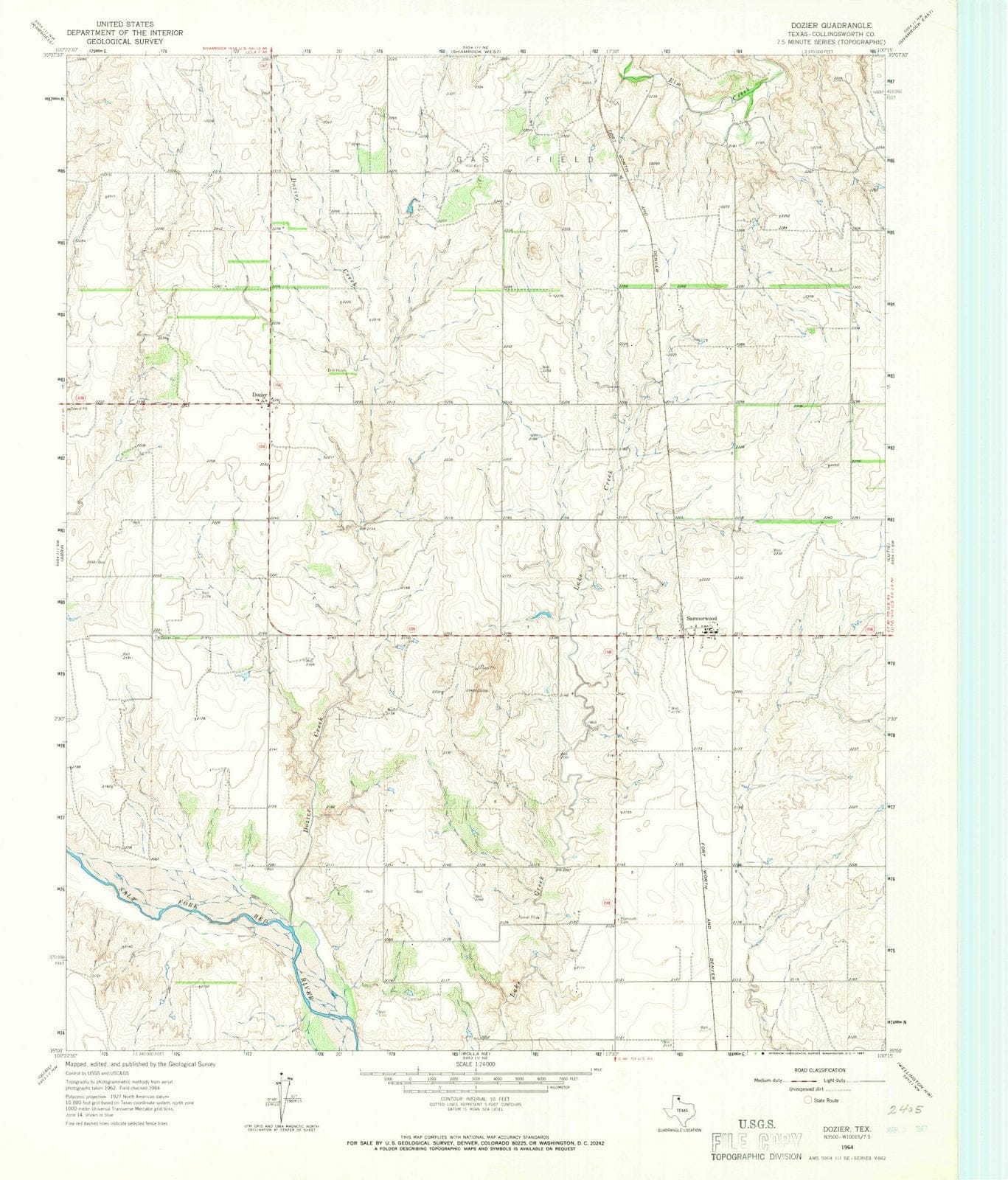 1964 Dozier, TX - Texas - USGS Topographic Map