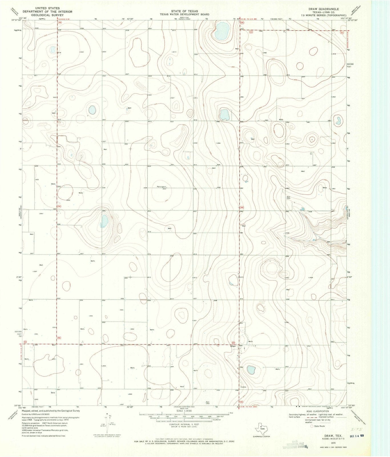 1970 Draw, TX - Texas - USGS Topographic Map
