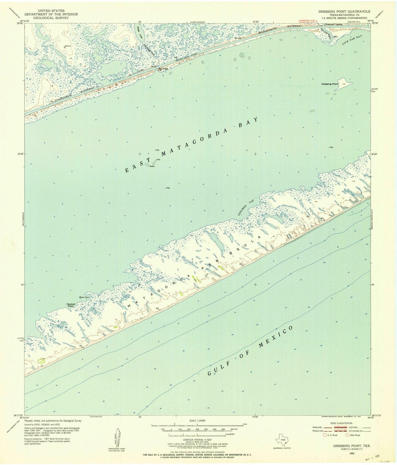 1952 Dressing Point, TX - Texas - USGS Topographic Map
