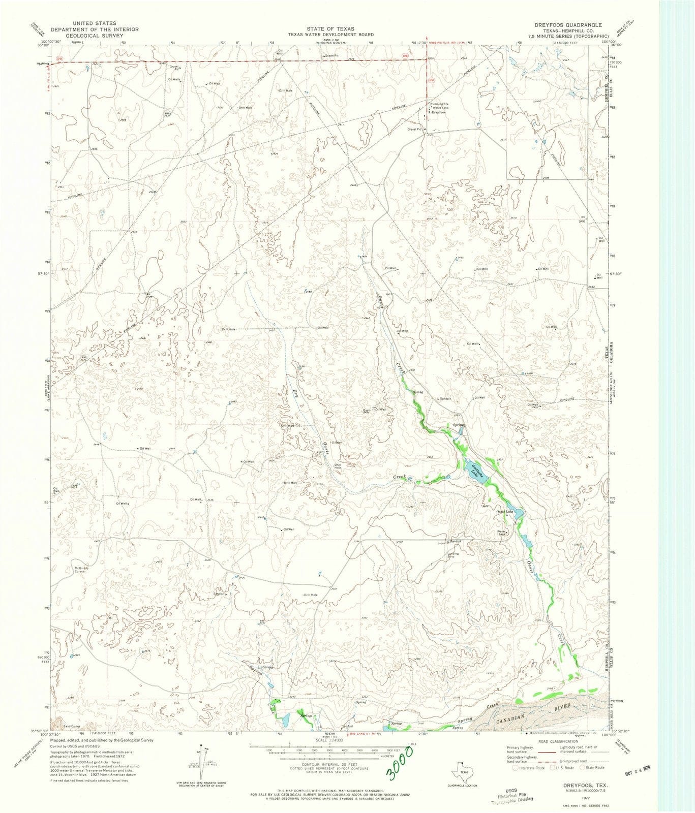 1972 Dreyfoos, TX - Texas - USGS Topographic Map