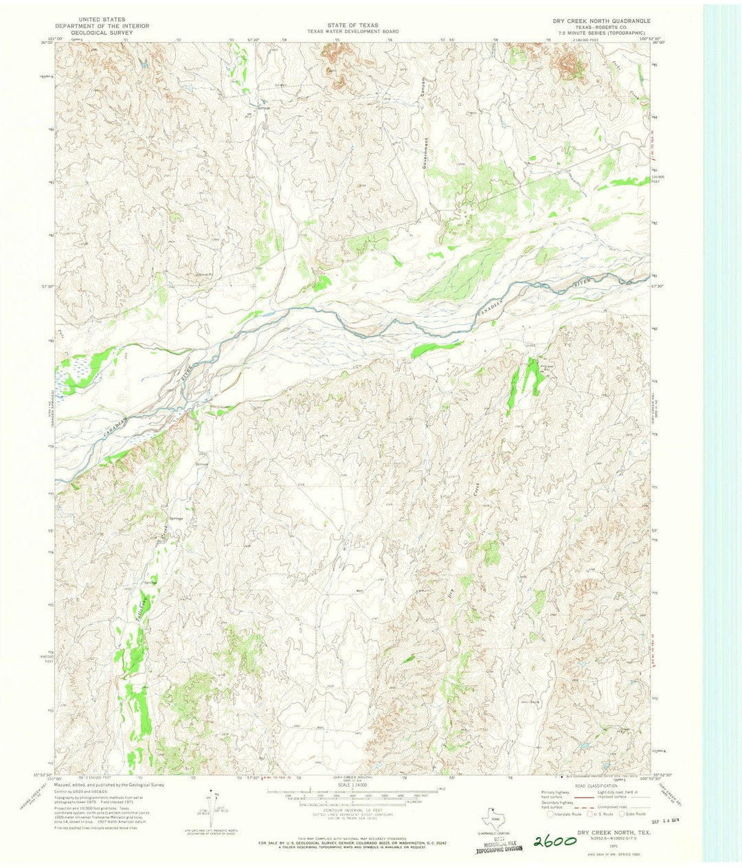 1971 Dry Creek North, TX - Texas - USGS Topographic Map
